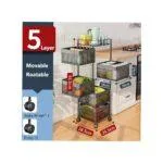 5 Tier Kitchen Storage Rack Basket Trolley Organizer , 5 Tier Storage Rack For Bedroom, Bathroom, Kitchen