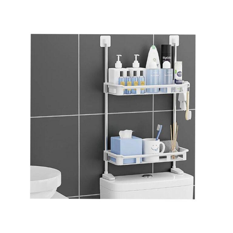 2 Tier Bathroom Organizer, Toilet Rack Organizer with Adhesive Base