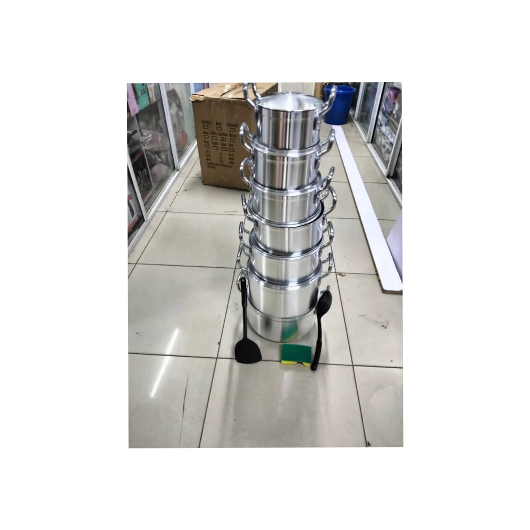 Tornado 17pc Original Tornado 7pcs Cookware Saucepans with Free, 2 pcs Plastic service Spoons and 1 Scotch.