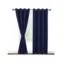 3pcs Plain Curtains with Net 3meters - Navy Blue
