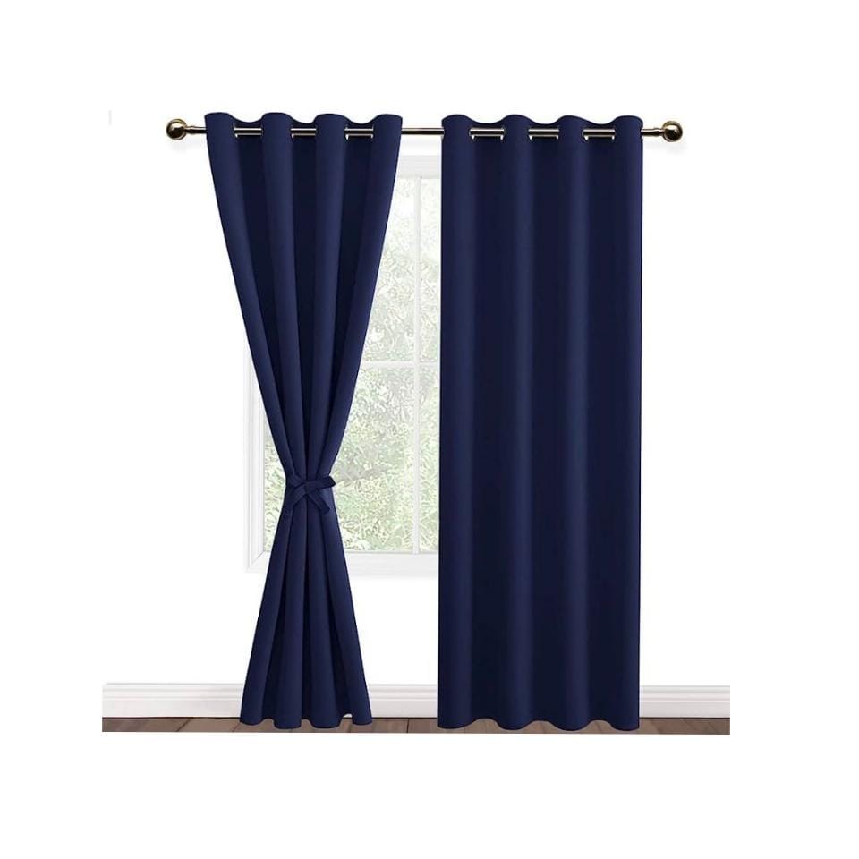 3pcs Plain Curtains with Net 3meters - Navy Blue