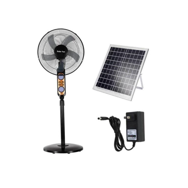 16 Inch Rechargeable Solar Stand Fan With Remote Control, Solar Panel and Charger Full Set
