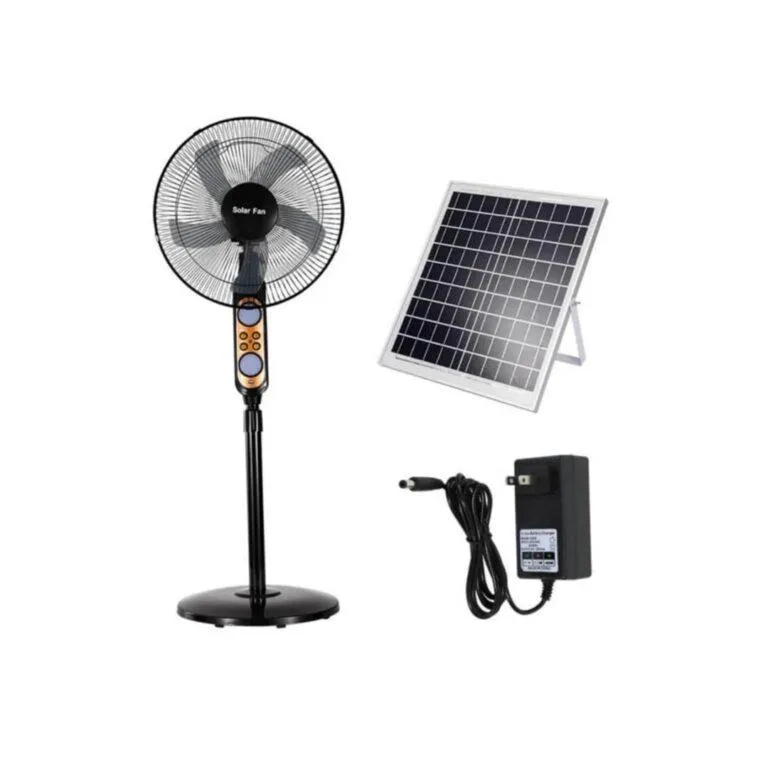 16 Inch Rechargeable Solar Stand Fan With Remote Control, Solar Panel and Charger Full Set