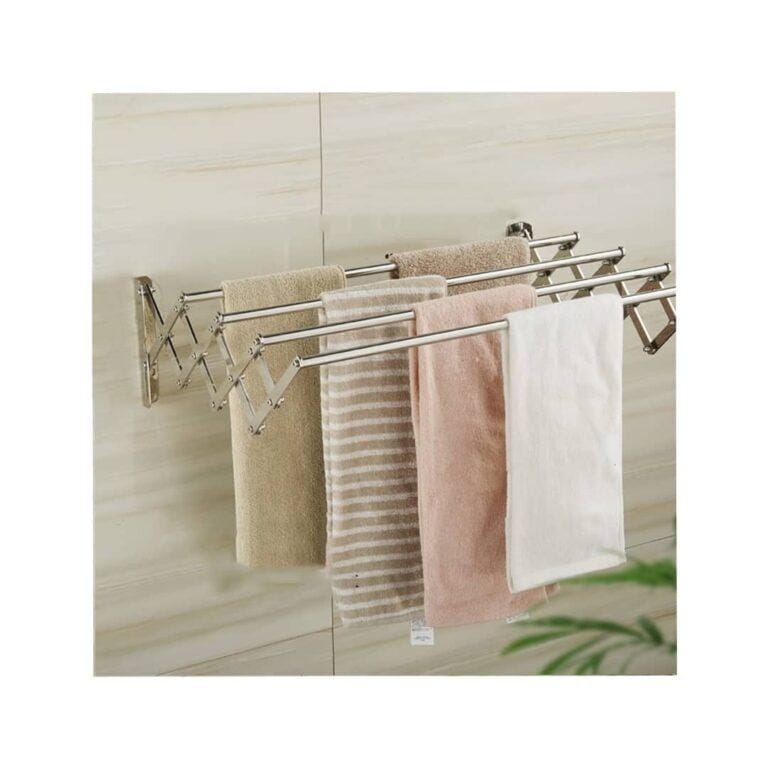 Foldable Wall-Mounted Laundry Drying Rack – Stainless Steel Towel & Clothes Hanger