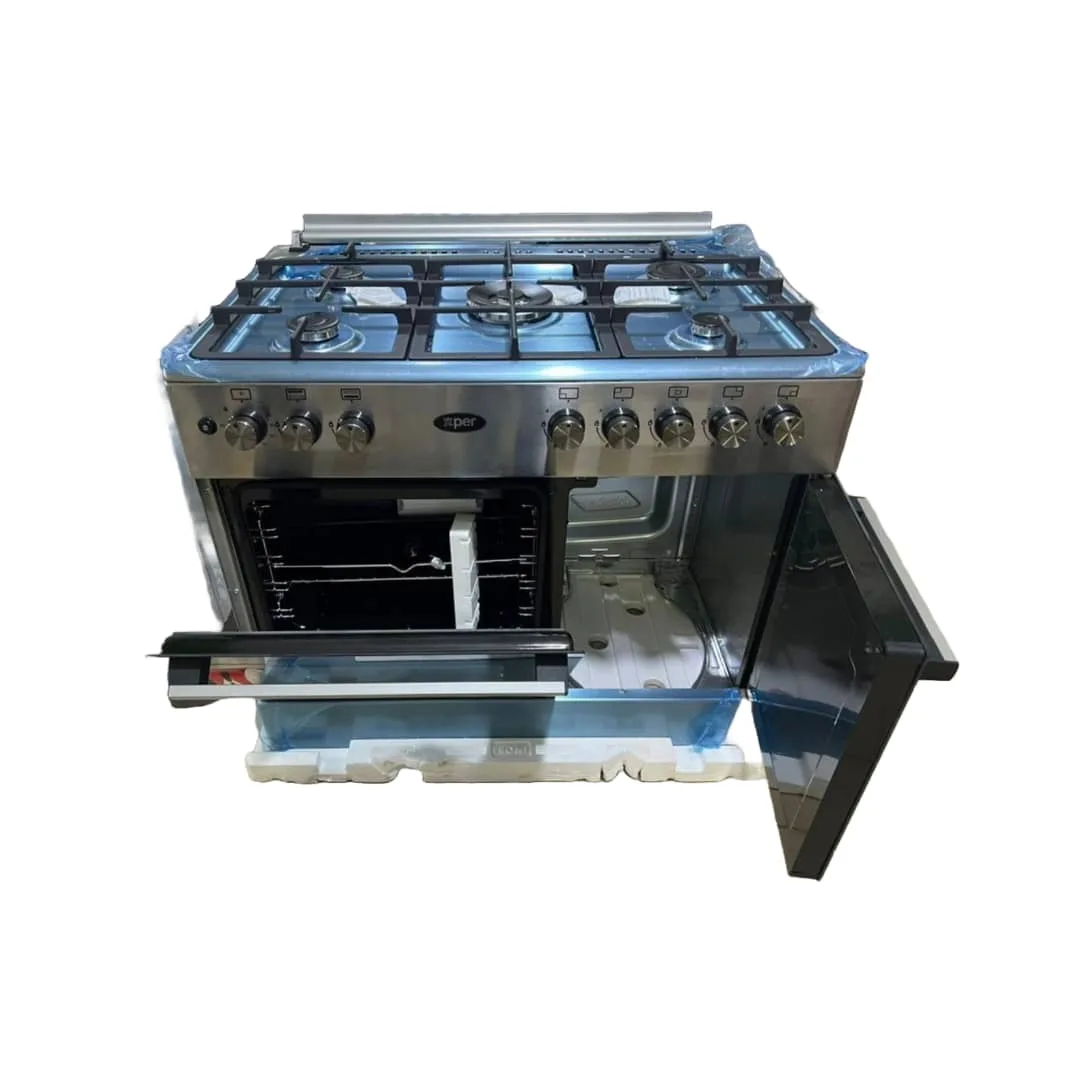 Xper Cooker 5 Gas Burner Cooker 90x60cm with Gas Oven - Stainless Steel