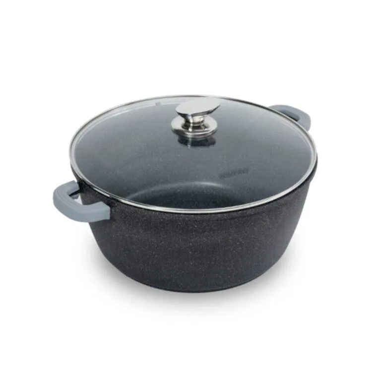 Homeway 36cm Non-Stick Casserole Cooking Pot with Lid – Black HW3476