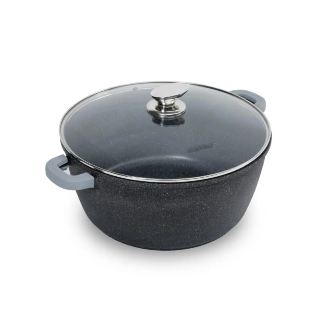 Casserole 36cm Homeway 36cm Non-Stick Casserole Cooking Pot with Lid – Black HW3476
