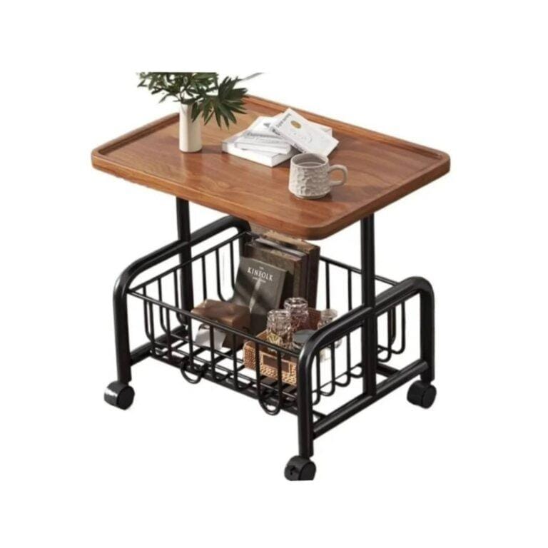 Movable Sofa Side Table with Wheels