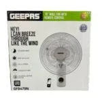 Geepas 16-Inch Wall Fan with Remote Control – GF9479N, 1250 RPM, 3 Speeds, 12-Hour Timer, Copper Motor