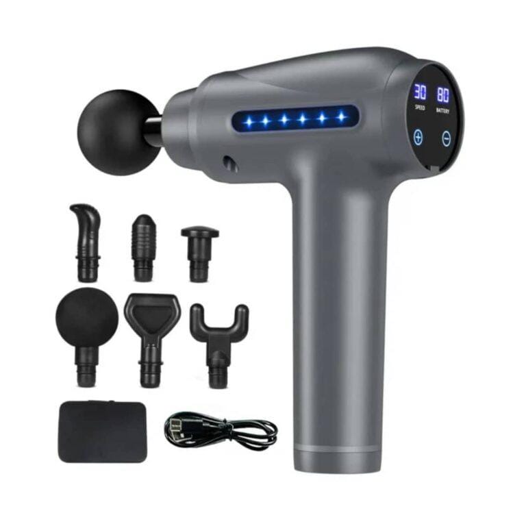 Mini High-Frequency Percussion Massage Gun – 30 Speed, 6 Heads