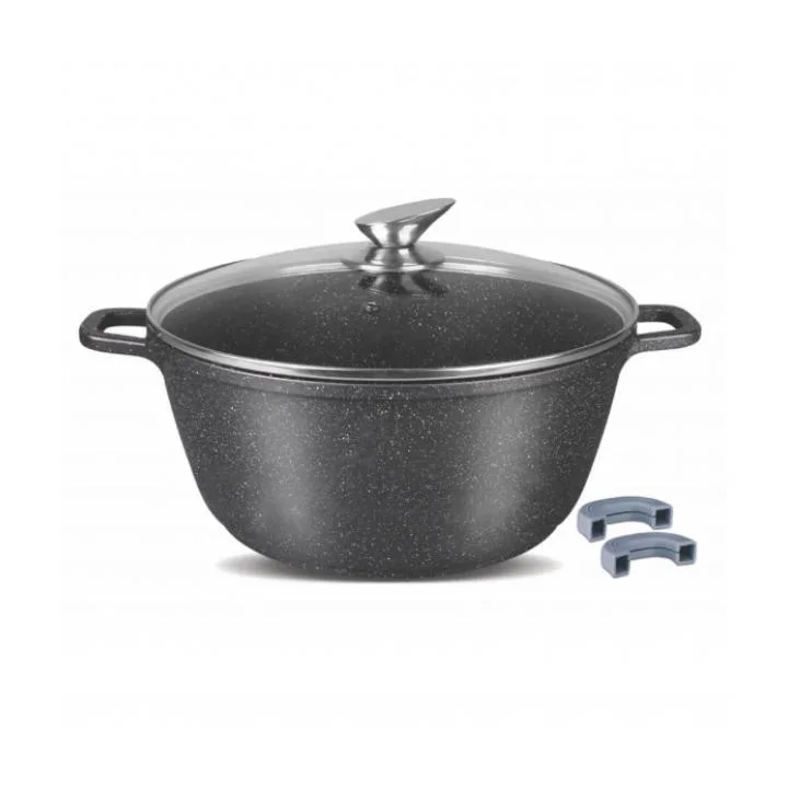 Homeway HW3655 44cm Marble Aluminum Casserole Non-Stick Cooking Pot