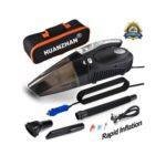 HUANZHAN 4-in-1 Car Vacuum Cleaner with Tire Inflator, Pressure Gauge, and Floodlight – DC 12V, 106W
