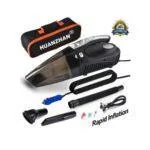 HUANZHAN 4-in-1 Car Vacuum Cleaner with Tire Inflator, Pressure Gauge, and Floodlight – DC 12V, 106W