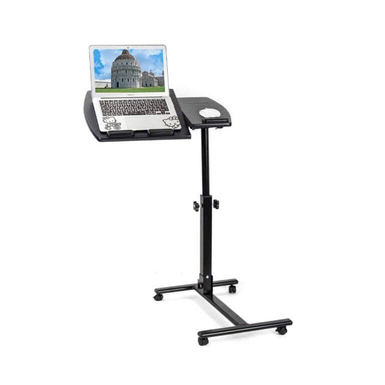 Adjustable Folding Laptop Table with Tilt & Locking Wheels | Portable Computer Workstation