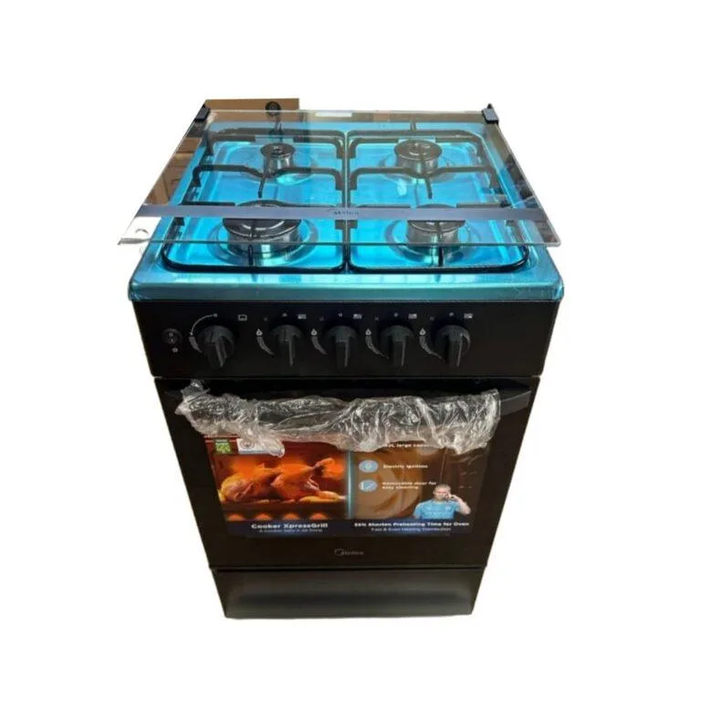 Midea 50x50cm Full Gas Cooker with 4 Burners & Gas Oven - Stainless Steel