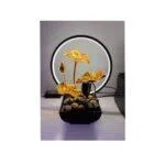 Tabletop Water Fountain with Rocks and LED Ring Lights – 3-Tier