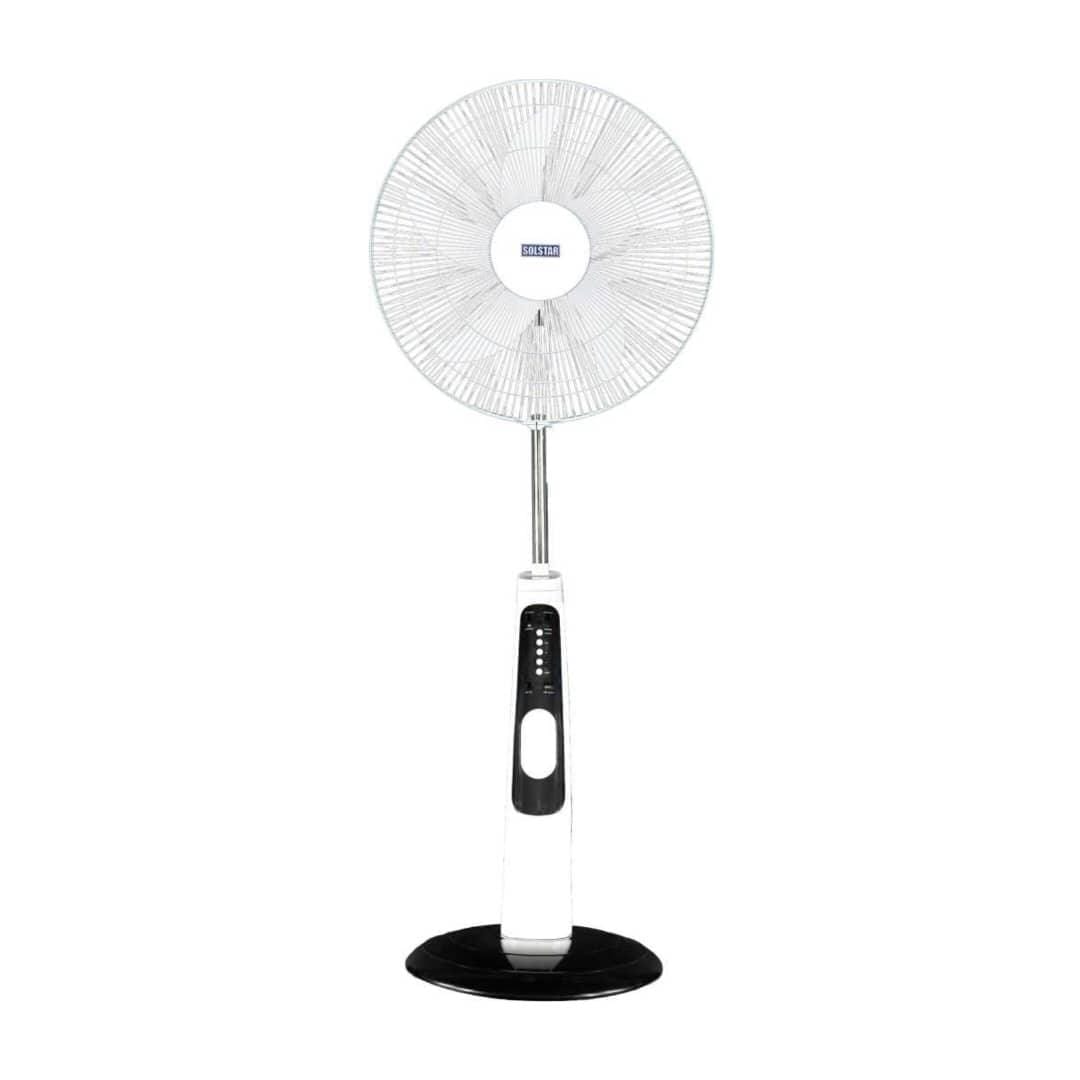Solstar 18 inch Solstar 18” Rechargeable Stand Fan with Remote, USB Port, and LED Light RFS3008UWHSS