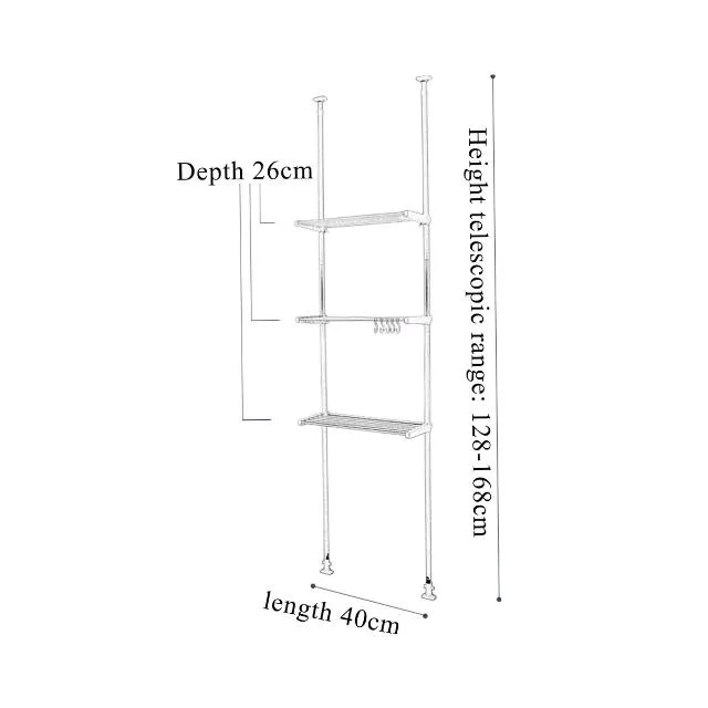 Adjustable 3-Tier Carbon Steel Over-the-Toilet Storage Rack