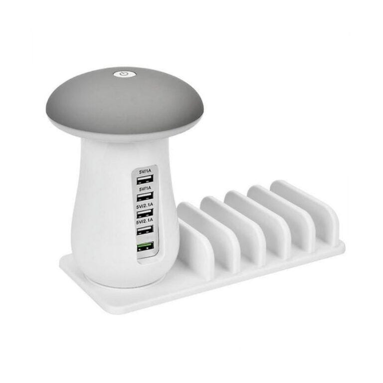 1pcs Mushroom Charging Station – LED Lamp with 5 USB Ports