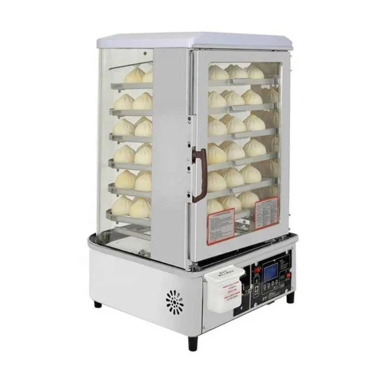Glass Display Stainless Steel 6-Layer Commercial Digital Electric Momo Bun Dumpling Food Steamer 6000W