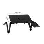 Adjustable Aluminum Laptop Table Desk with Dual CPU Fans & Mouse Pad – Cool Black