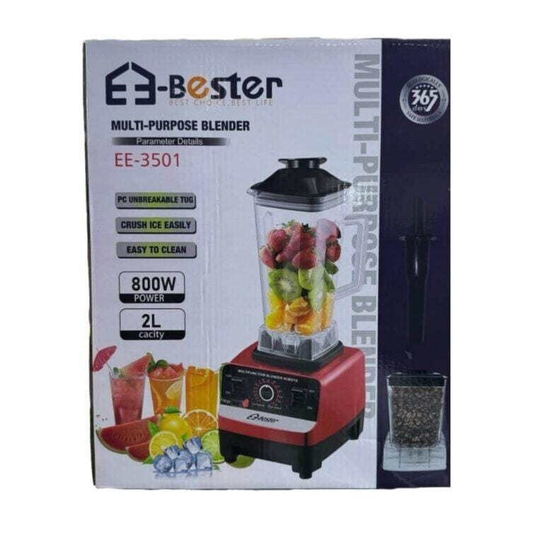 Bester 2L 2-in-1 Multi-Purpose Blender – EE-3501, 800W, Unbreakable Jug, Ice Crusher