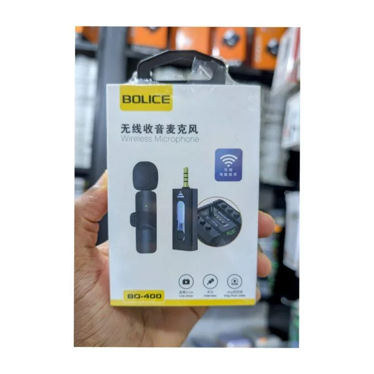 Bolice BO-400 Wireless Microphone System – 3.5mm Plug, Noise Reduction, 65ft Range