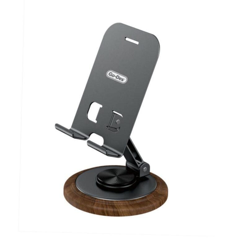 Go-Des GD-HD372 Foldable Desktop Stand – 360° Adjustable Phone & Tablet Holder with Aluminum Base and Charging Access (5–14")