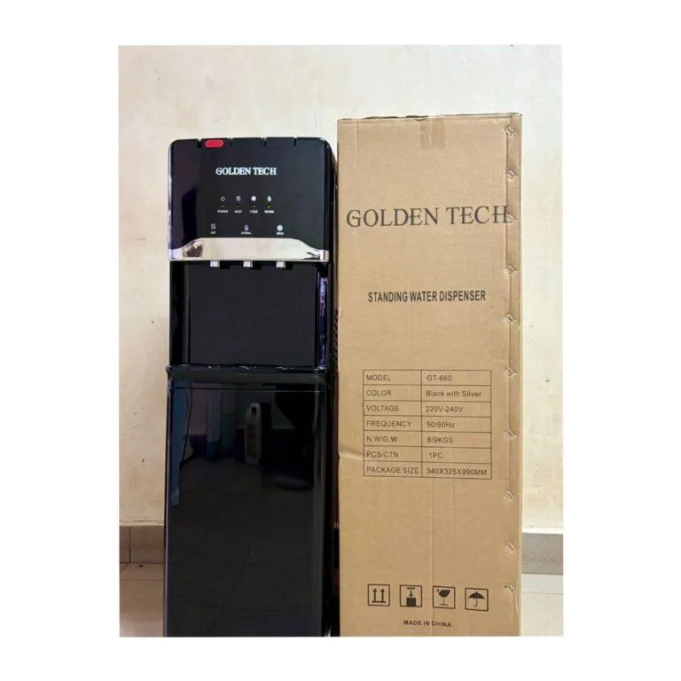 GOLDEN TECH GT-660 Bottom Load Standing Water Dispenser – Compressor Cooling, Black with Silver