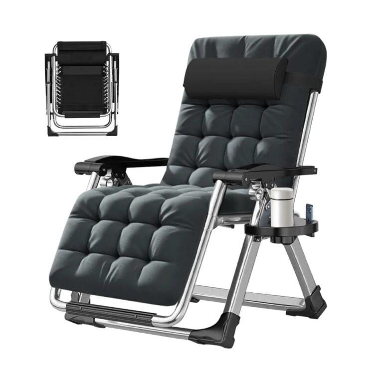 Zero-Gravity Recliner Chair – Heavy-Duty 440 lb Folding Lounge with Removable Cushion, Headrest & Side Tray