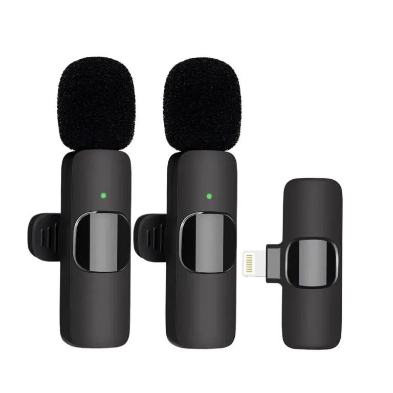 K9 Dual Wireless Lavalier Microphone for iPhone & Android – Plug & Play Mic with Noise Reduction