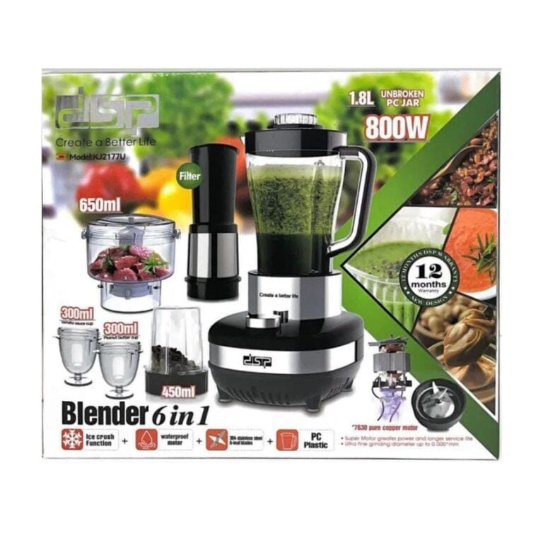 DSP KJ2177U 6-in-1 Multifunctional Blender – 800W, Ice Crush, 1.8L Unbreakable Jar, 304 Steel Blades
