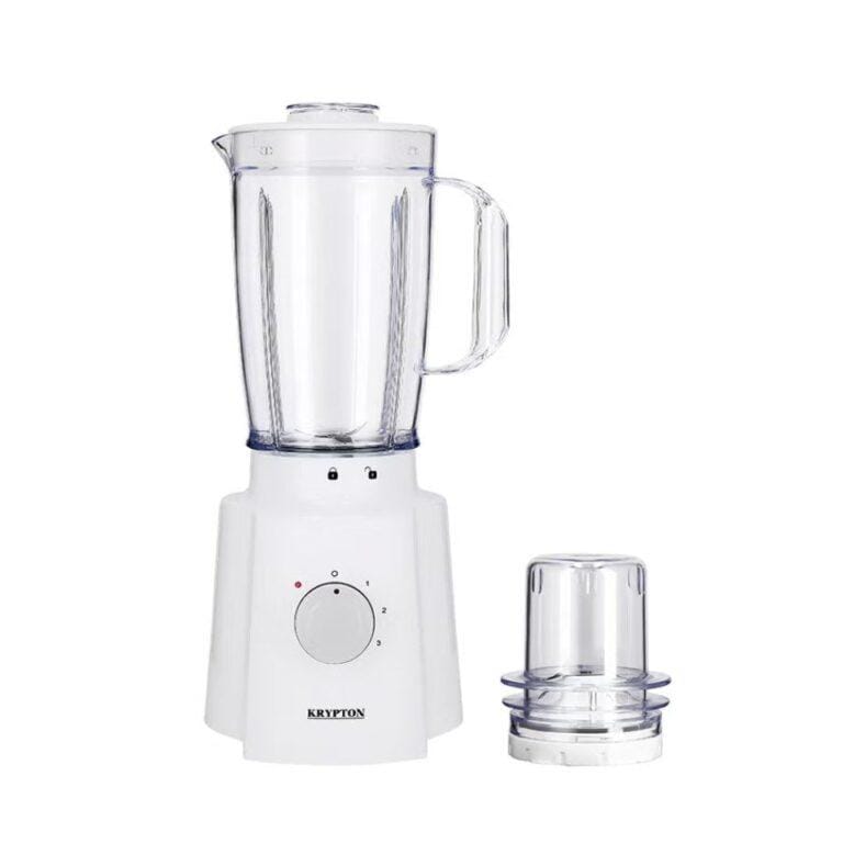 Krypton 2-in-1 Blender 650W – 1.6L Jar, 3 Speeds + Pulse, Stainless Steel Blades, Safety Lock – White KNB6207N