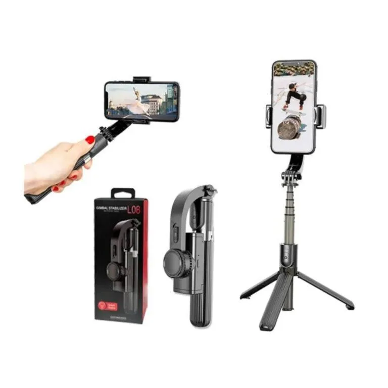 Gimbal Stabilizer L08 – 3-in-1 Smartphone Gimbal, Selfie Stick & Tripod with Bluetooth Remote and 360° Rotation
