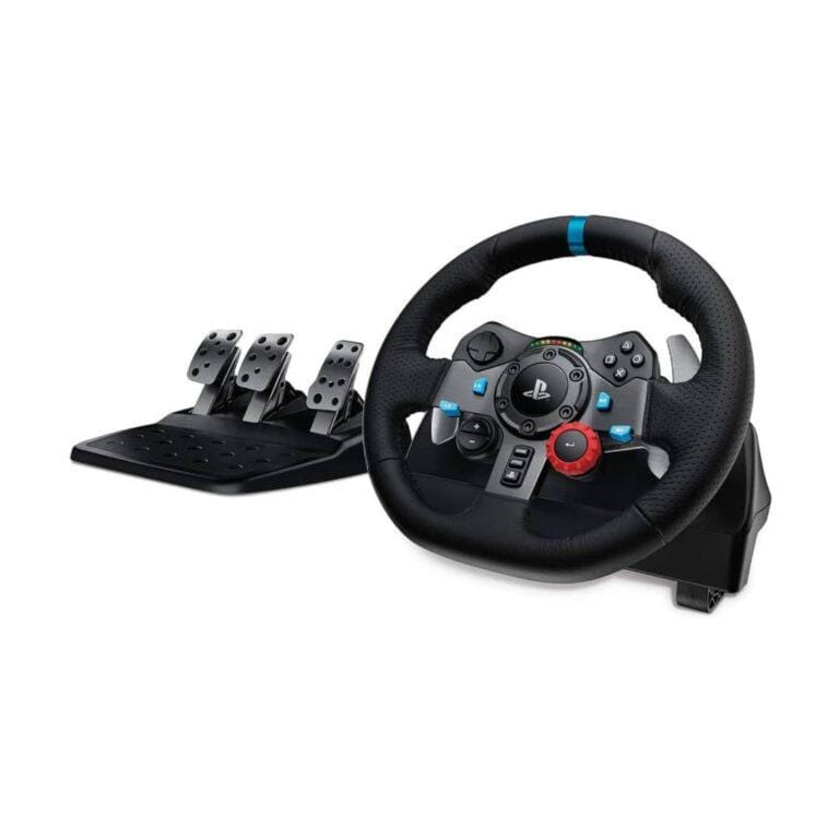 Logitech G29 Driving Force Racing Wheel with Pedals – PS5/PS4/PC – Real Force Feedback, Leather Grip – Black