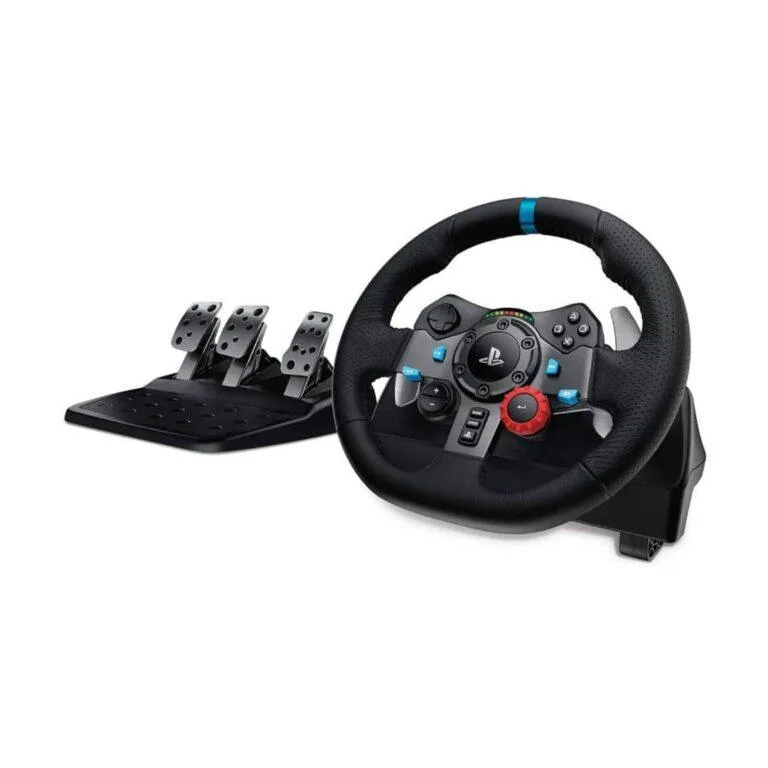 Logitech G29 Driving Force Racing Wheel with Pedals – PS5/PS4/PC – Real Force Feedback, Leather Grip – Black
