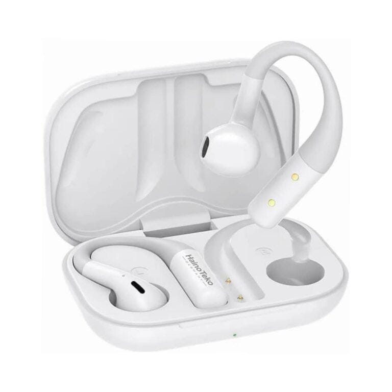 Haino Teko OWS-H4 Open-Fit SportBuds — Bluetooth 5.4 Earphones , ENC Call Noise Reduction & 30 hr Battery (White)