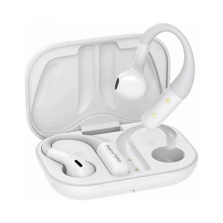Haino Teko OWS-H4 Open-Fit SportBuds — Bluetooth 5.4 Earphones , ENC Call Noise Reduction & 30 hr Battery (White)