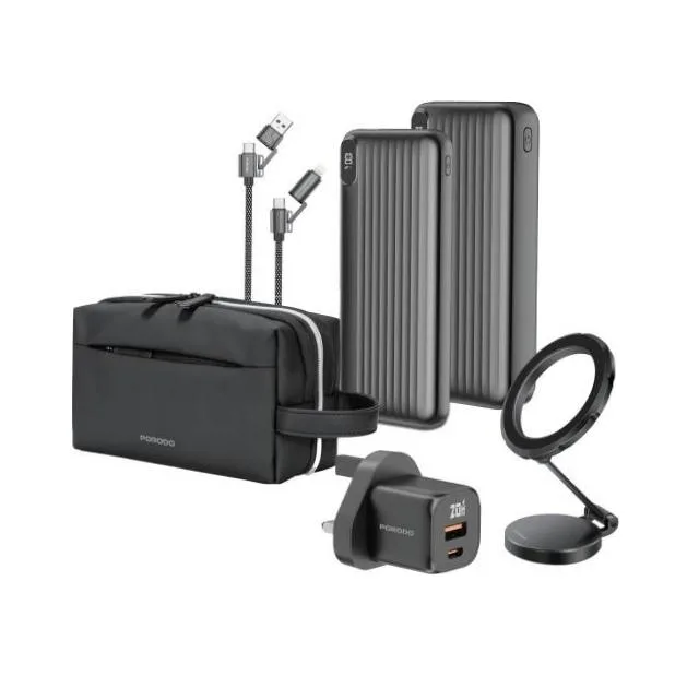 Porodo 6 Essentials in 1 Ultimate Combo – 20000 mah + 10000 mAh Power Banks PD-PB071
