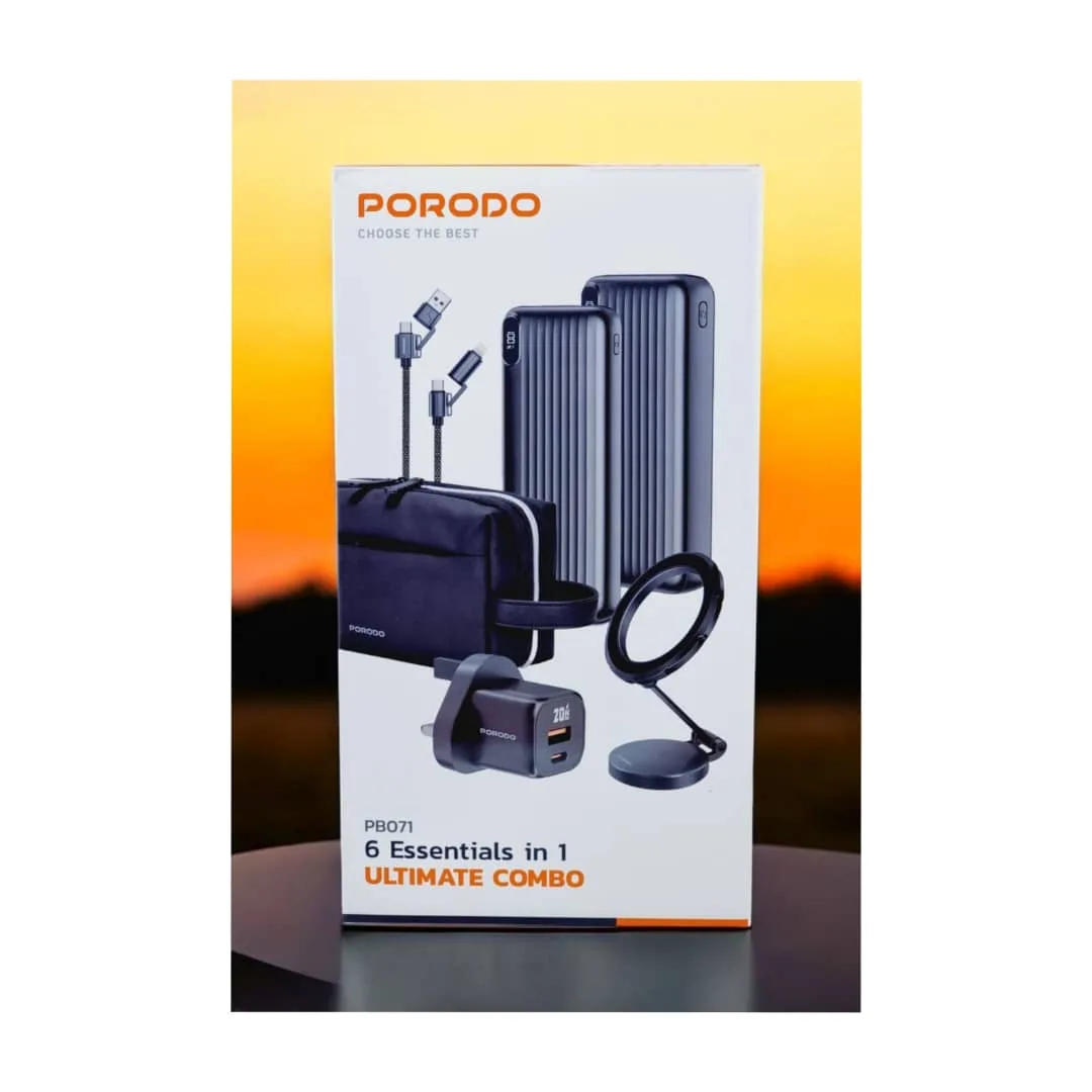 Porodo 6 Essentials in 1 Ultimate Combo – 20000 mah + 10000 mAh Power Banks PD-PB071