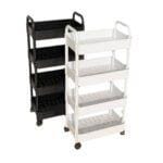 4-Tier Rolling Utility Cart with Wheels and Handle – Multi-Layer Mobile Storage Rack for Kitchen