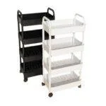 4-Tier Rolling Utility Cart with Wheels and Handle – Multi-Layer Mobile Storage Rack for Kitchen