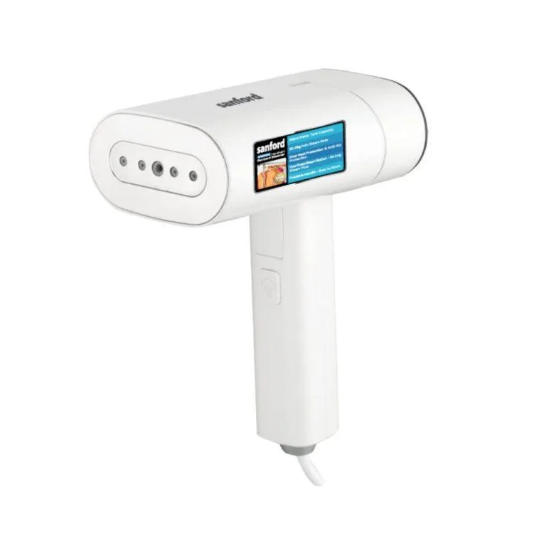 Sanford SF2902GS Handheld Garment Steamer – 2-in-1 Flat & Hanging Ironing | 1300W | Foldable & Portable | White