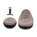 Inflatable Sofa Single Size with Footrest & Double Quick I Hand Pump – Portable PVC Lounge Chair