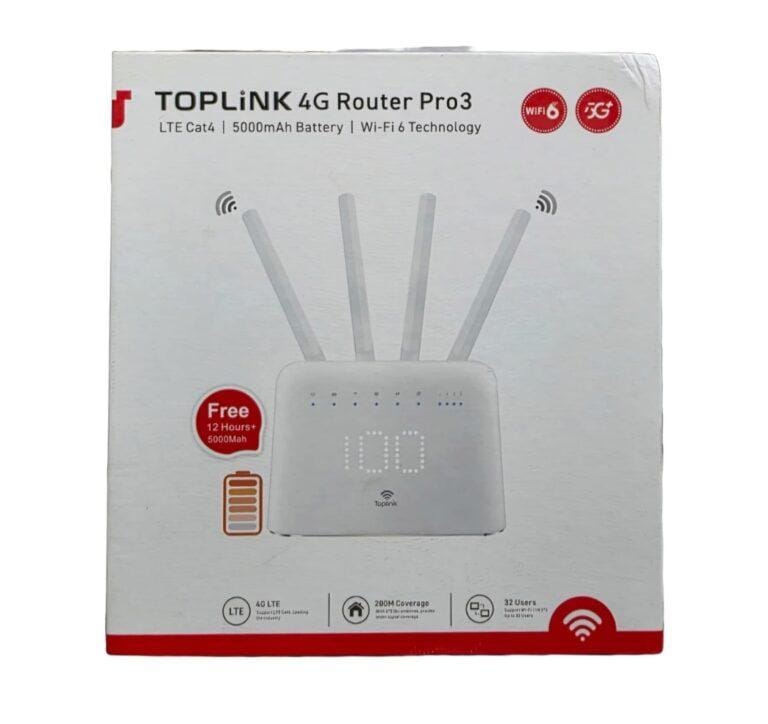 Toplink 4G Router Pro3 – HW715s 4G LTE with SIM Card Slot, 5000mAh Battery, Dual-Band Wi-Fi 6, and Support for 32 Users