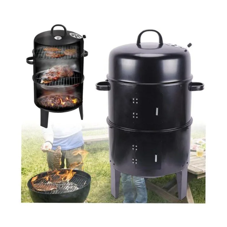 3-in-1 Heavy Duty Barbecue Grill | Charcoal Smoker | Fire Pit | 40cm Black