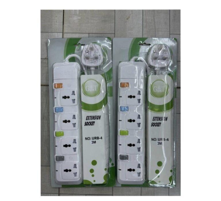 G&T 4 Way Power Extension Cable Strip – 3M Cable, Surge Protected, 13A Fused Plug with Switches & Neon Indicators