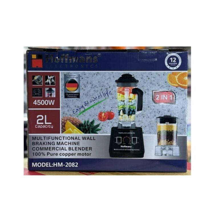 Hoffmans HM-2082 2-in-1 Multifunctional Commercial Blender – 4500W, 2L, Dual Jugs, Stainless Steel Blades
