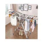 Foldable 3-Tier Indoor Clothes Drying Rack with Wheels – Adjustable Height, Large Capacity, 140cm – Durable & Stable Laundry Airer
