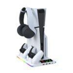 OIVO P5 Cooling Stand with Dual Controller Charger, RGB Light, 3-Speed Fan & Headset Holder